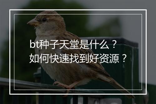 bt种子天堂是什么?如何快速找到好资源?