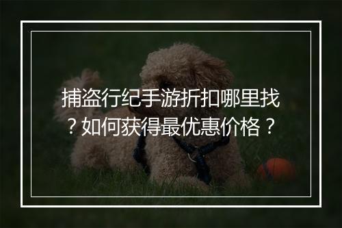 捕盗行纪手游折扣哪里找?如何获得最优惠价格?