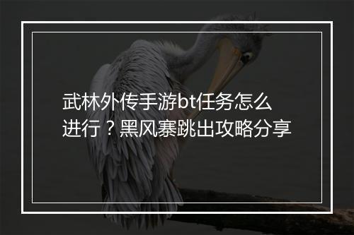 武林外传手游bt任务怎么进行？黑风寨跳出攻略分享
