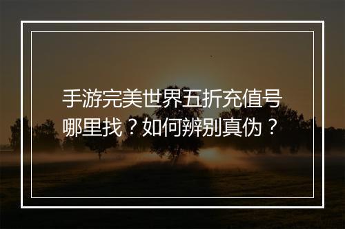 手游完美世界五折充值号哪里找？如何辨别真伪？