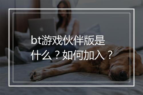 bt游戏伙伴版是什么?如何加入?