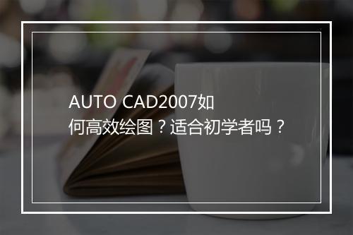AUTO CAD2007如何高效绘图?适合初学者吗?