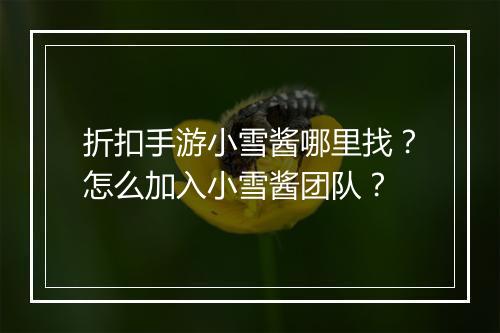 折扣手游小雪酱哪里找？怎么加入小雪酱团队？