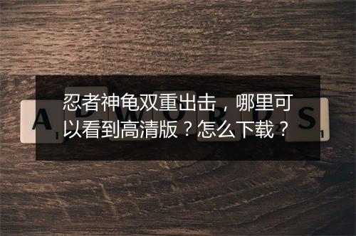 忍者神龟双重出击,哪里可以看到高清版?怎么下载?