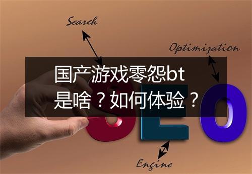 国产游戏零怨bt是啥？如何体验？