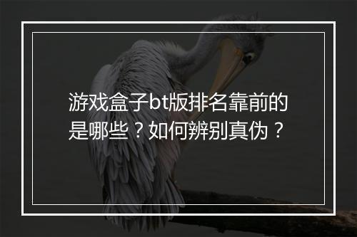 游戏盒子bt版排名靠前的是哪些？如何辨别真伪？