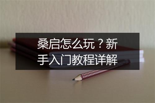 桑启怎么玩？新手入门教程详解