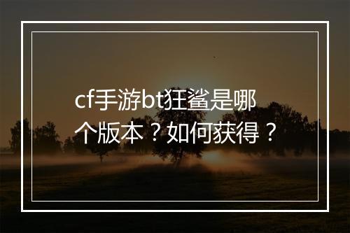 cf手游bt狂鲨是哪个版本?如何获得?
