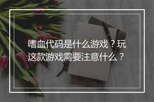 嗜血代码是什么游戏？玩这款游戏需要注意什么？