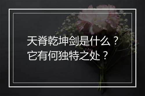 天脊乾坤剑是什么?它有何独特之处?