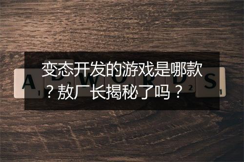 变态开发的游戏是哪款?敖厂长揭秘了吗?