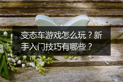 变态车游戏怎么玩？新手入门技巧有哪些？
