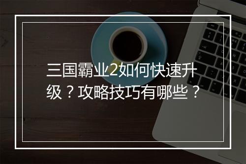 三国霸业2如何快速升级？攻略技巧有哪些？