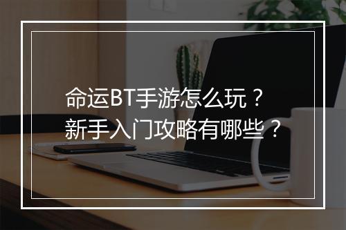 命运BT手游怎么玩？新手入门攻略有哪些？