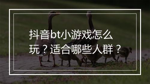 抖音bt小游戏怎么玩？适合哪些人群？