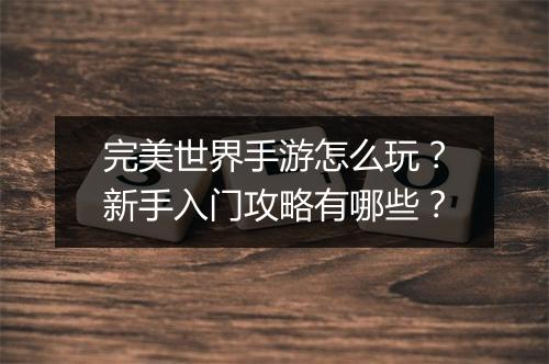 完美世界手游怎么玩?新手入门攻略有哪些?