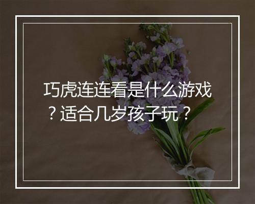 巧虎连连看是什么游戏?适合几岁孩子玩?