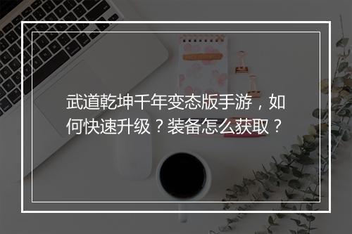 武道乾坤千年变态版手游,如何快速升级?装备怎么获取?