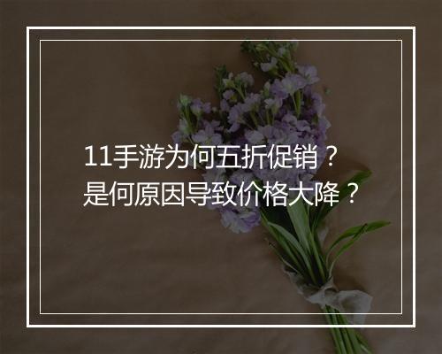11手游为何五折促销?是何原因导致价格大降?
