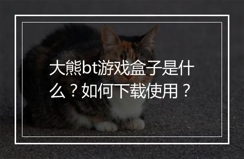 大熊bt游戏盒子是什么？如何下载使用？