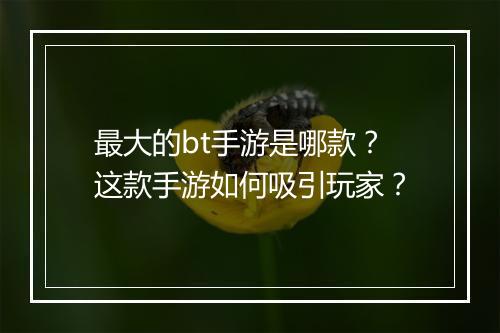 最大的bt手游是哪款？这款手游如何吸引玩家？