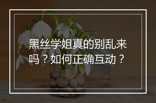 黑丝学姐真的别乱来吗?如何正确互动?