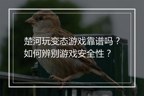 楚河玩变态游戏靠谱吗?如何辨别游戏安全性?