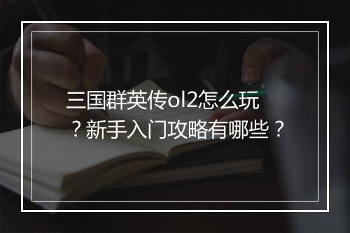 三国群英传ol2怎么玩？新手入门攻略有哪些？