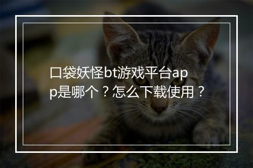 口袋妖怪bt游戏平台app是哪个？怎么下载使用？