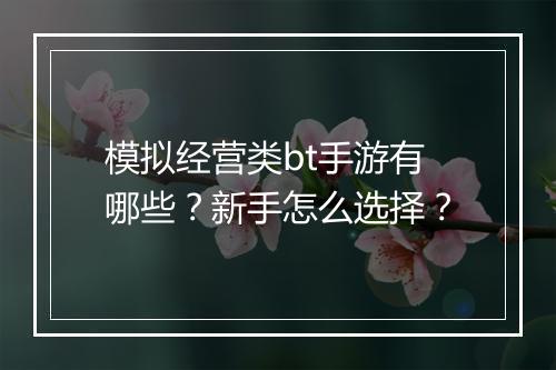 模拟经营类bt手游有哪些?新手怎么选择?
