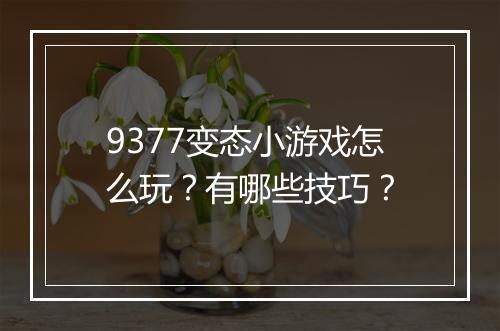 9377变态小游戏怎么玩?有哪些技巧?
