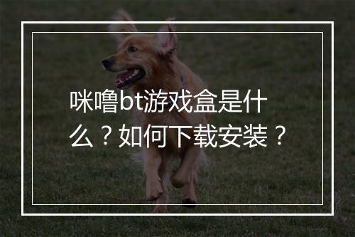 咪噜bt游戏盒是什么？如何下载安装？
