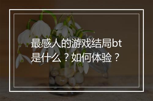 最感人的游戏结局bt是什么?如何体验?