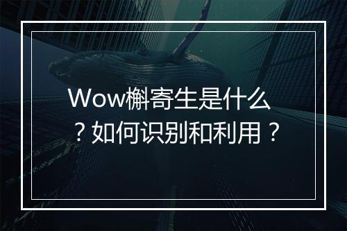 Wow槲寄生是什么?如何识别和利用?