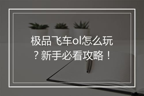极品飞车ol怎么玩？新手必看攻略！