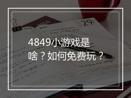 4849小游戏是啥？如何免费玩？