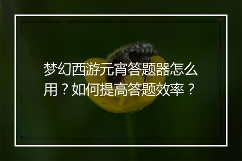 梦幻西游元宵答题器怎么用？如何提高答题效率？
