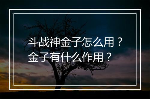 斗战神金子怎么用？金子有什么作用？
