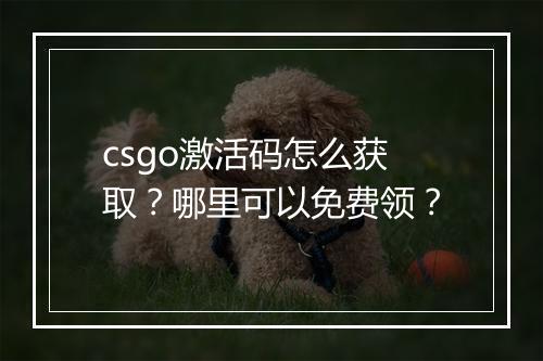 csgo激活码怎么获取?哪里可以免费领?