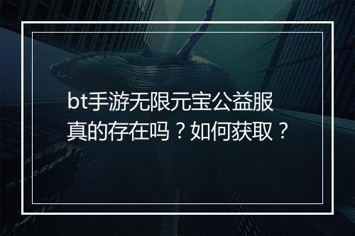 bt手游无限元宝公益服真的存在吗？如何获取？