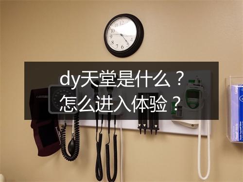 dy天堂是什么?怎么进入体验?