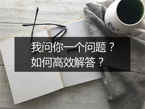 我问你一个问题？如何高效解答？