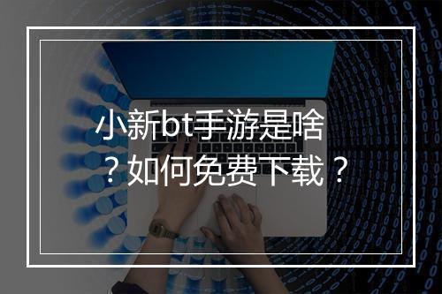 小新bt手游是啥？如何免费下载？