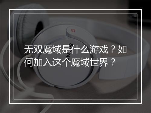 无双魔域是什么游戏?如何加入这个魔域世界?