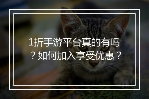 1折手游平台真的有吗？如何加入享受优惠？