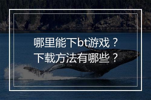 哪里能下bt游戏？下载方法有哪些？