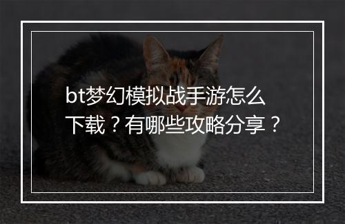 bt梦幻模拟战手游怎么下载？有哪些攻略分享？