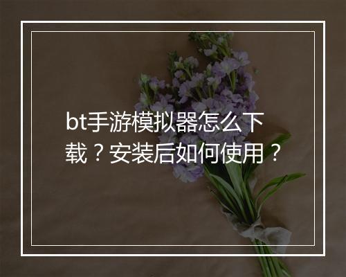 bt手游模拟器怎么下载?安装后如何使用?