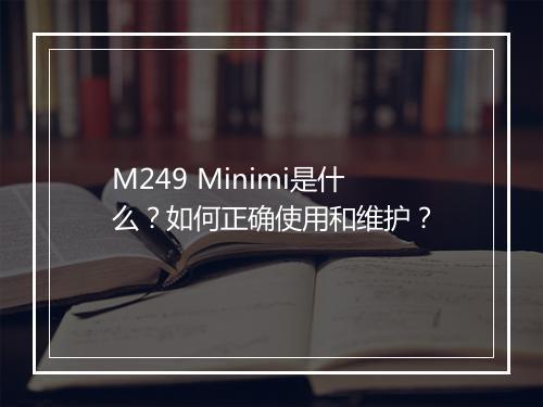 M249 Minimi是什么？如何正确使用和维护？