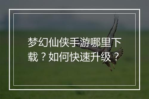 梦幻仙侠手游哪里下载?如何快速升级?